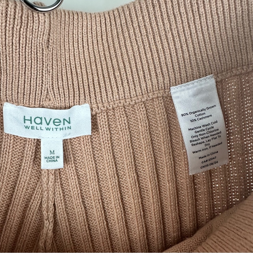 HAVEN Well Within Organic Cotton Cashmere Rib Knit Cropped Lounge Pants - Picture 10 of 12